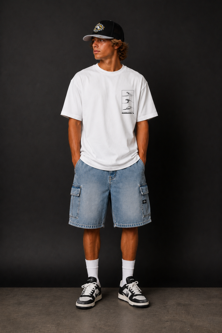 Wave Blueprint Tee . Relax fit