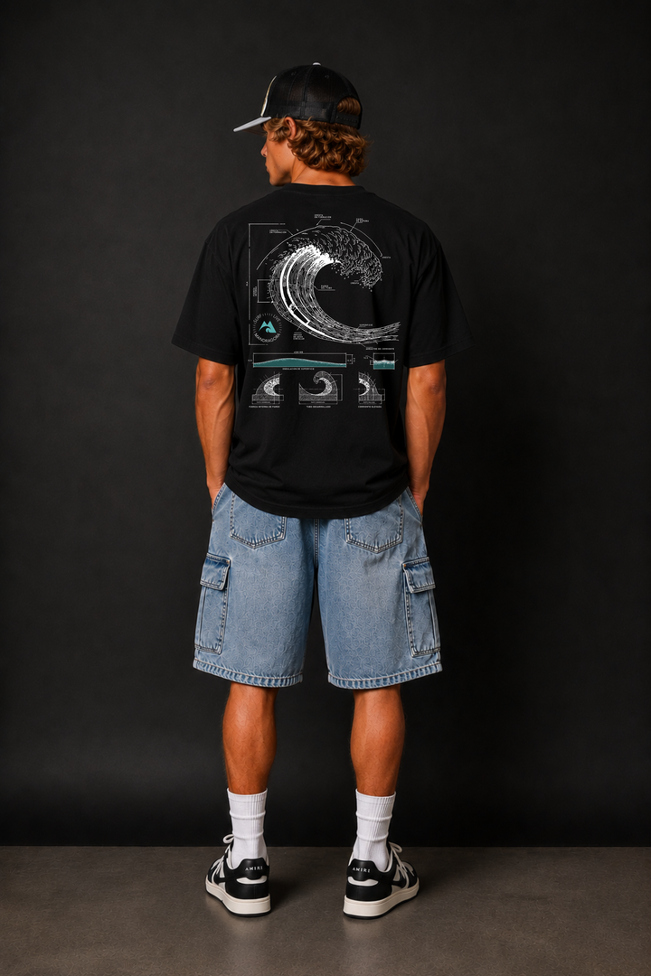 Wave Blueprint Tee . Relax fit