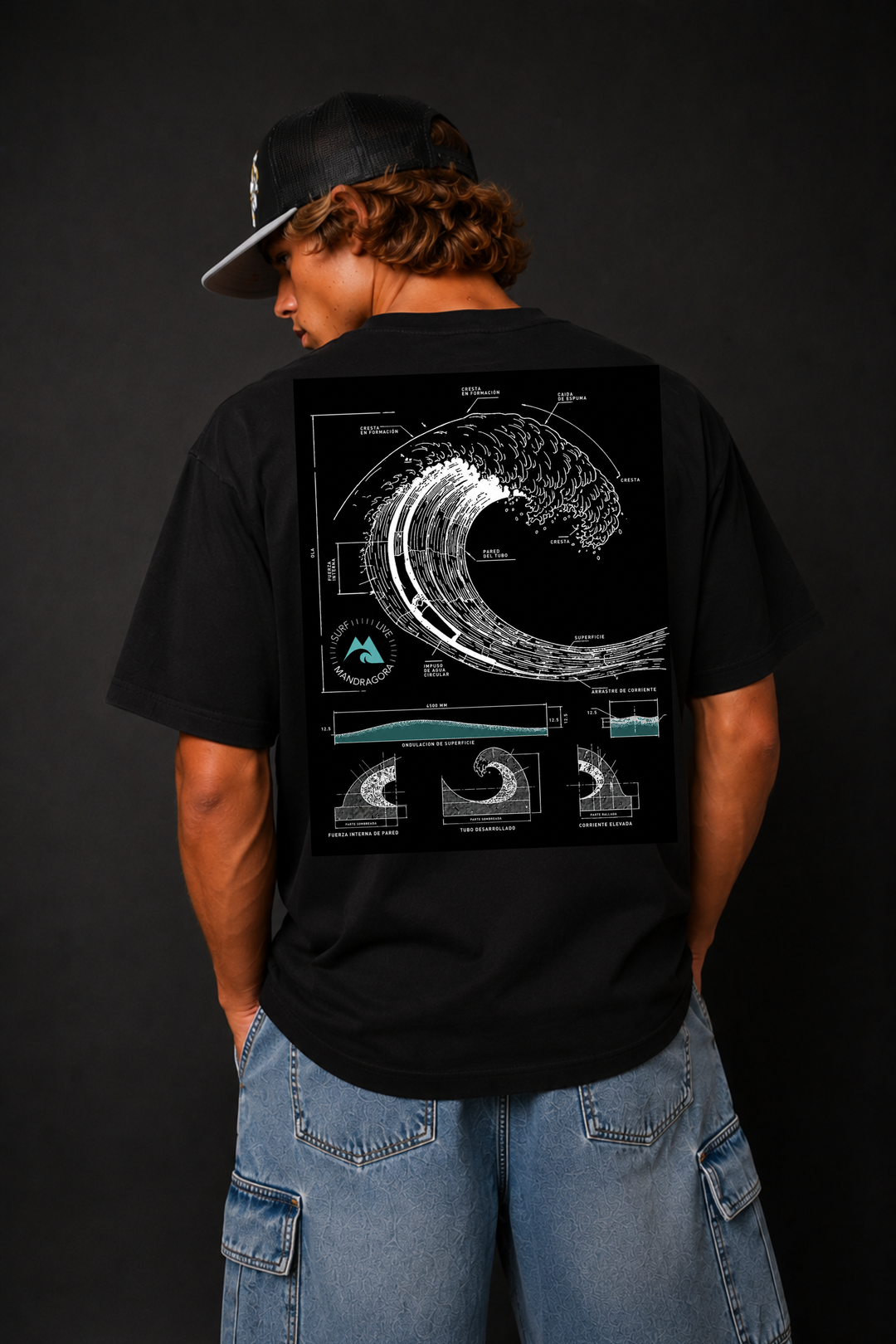 Wave Blueprint Tee . Relax fit