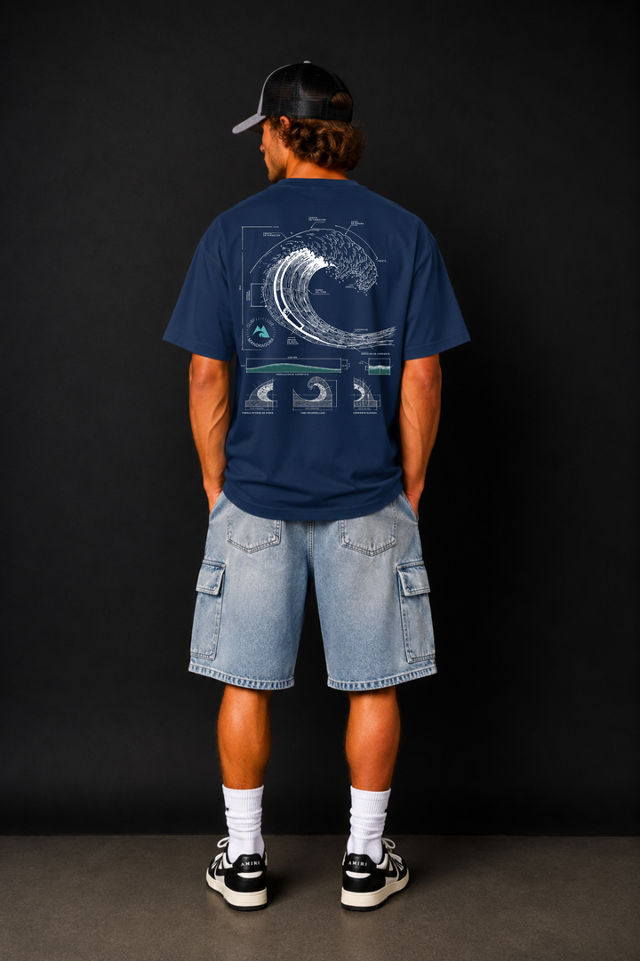 Wave Blueprint Tee . Relax fit
