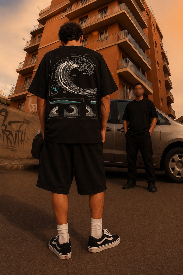 Wave Blueprint Tee . Relax fit